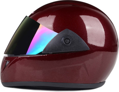 urban carrier ISI Certified ABS Material Full Face Stylish Helmet with Rainbow Visor For Men Motorbike Helmet(Maroon)