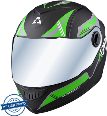 Aaron Alpha Decor Active Motorbike Helmet(Mat Black, Green)