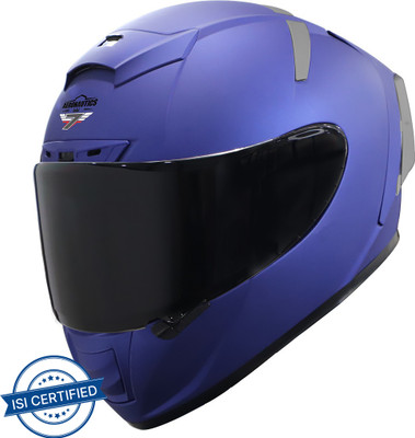 Steelbird SA-2 7Wings Super Aeronautics Full Face Helmet Motorbike Helmet(Glossy Y.Blue with Smoke Visor)