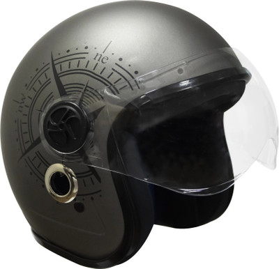 TURTLE Star With Visor Half Face Clear Visor S-56 cm Motorbike Helmet(S. Black)
