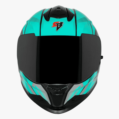 Steelbird Air SBH-57 FIGHTER Motorsports Helmet(BLACK WITH SEA GREEN)