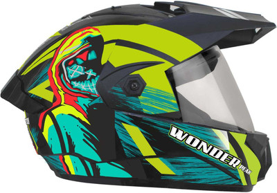 Agx Wonder Cyber Cap with Anti UV Polycarbonate Visor ABS Material Unisex Motorbike Helmet(Green)