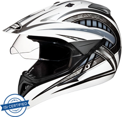 STUDDS Motocross D2 with Visor Motorbike Helmet(White)