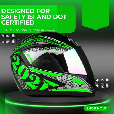 FOROLY Jazz 2021 with Rainbow Visor ABS Material Motorbike Helmet(Green)