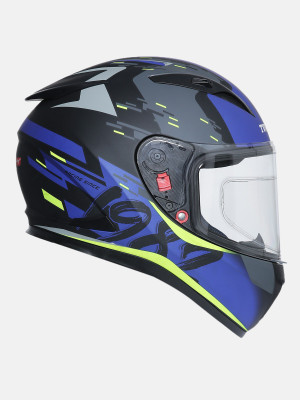 TVS Racing Single Visor Motorbike Helmet(Blue & Neon)