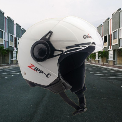 OZONE Zippo plain_OF_Unisex_largesize_Oz069 Motorbike Helmet(White)