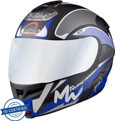 Aaron Hybrid Decor Max Speed Motorbike Helmet(Matt Black, Blue)