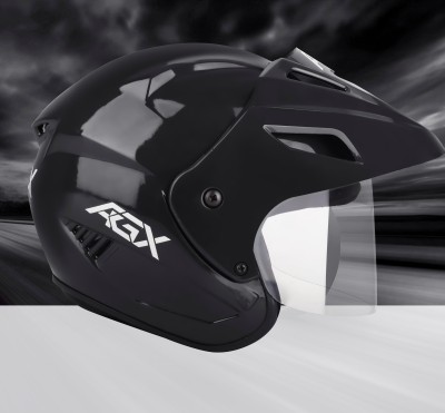 FOROLY AGX Open Face Alpha Nano Unisex Motorbike Helmet(Black)