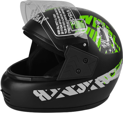 NOAX Full Face Green matt pubg Design sticker Motorbike Helmet(Black)