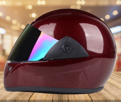 urban carrier ABS Material Full Face Rainbow Visor Helmet, UV Scratch Resistance Helmet Motorbike Helmet(Red)