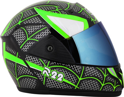 Racing-1 Spiderman with Rainbow Visor ABS Material Unisex Motorbike Helmet(Green)