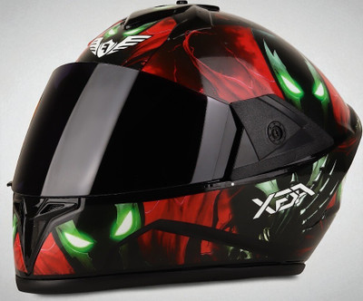 TRINOS Fighter Alien HD Graphics with Anti UV PC Visor ABS Material Unisex (PP-1) Motorbike Helmet(Multicolor)
