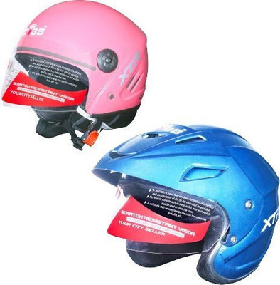 YOURCITYSELLER Combo Strong and Durable Stylish Matt Finish Full Face Scooty Motorbike Helmet(Pink, Blue)