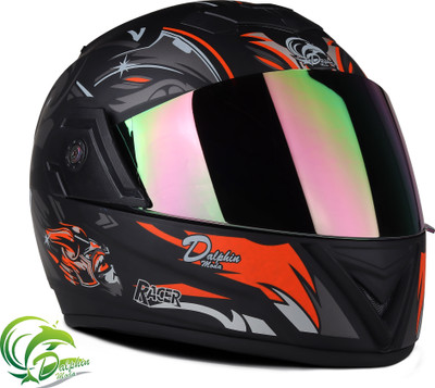DALPHIN MODA DP-MEGA-JAZZ-STICKER-ORANGE Motorbike Helmet(ORANGE,BLACK)