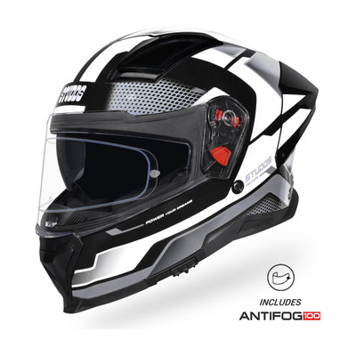 STUDDS Helios Asphalt Full Face ISI and DOT Certified Helmet with Dual Visor Motorbike Helmet(BLACK & GREY)