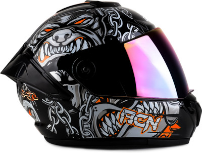 Agx Pitbull Speed ABS Material with Rainbow Visor Motorbike Helmet(Orange)