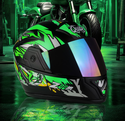 stiss QUITEGREENRAMBO Motorbike Helmet(Green, Yellow, Silver)
