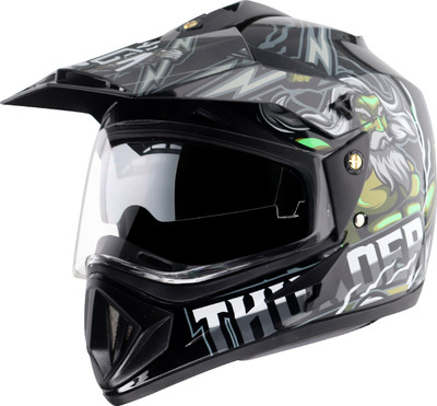 VEGA Off Road D/V Thunder Motorbike Helmet(Black Grey)