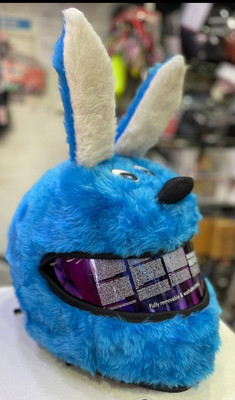 Anjana BUNNY COVER ONLY FOR FULL FACE BRANDES MORE CLASSY(BLUE RABBIT) Motorsports Helmet(Blue)
