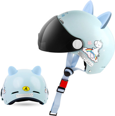 Zomei Kids Scooter Helmet Adjustable Strap Cushioning Cartoon Bunny Unicorn Design Cycling Helmet(Blue)