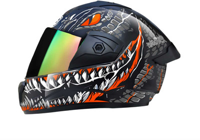 Agx Wonder Smk with Rainbow Visor ABS Material Motorbike Helmet(Orange)