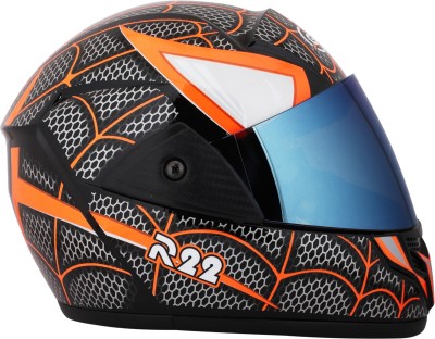 Racing-1 Spiderman with Rainbow Visor ABS Material Unisex Motorbike Helmet(Orange)