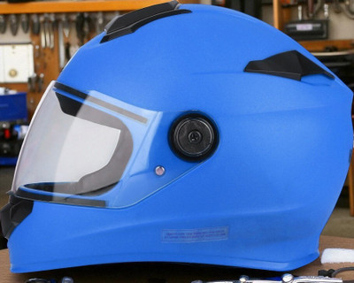 TRINOS Adien-2 with Anti UV PC Visor ABS Material Unisex (OO-1) Motorbike Helmet(Blue)