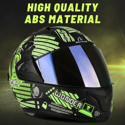 ROAD ARMOR ABS Material with Rainbow visor Full Face Bullet Motorsports Motorbike Helmet Motorbike Helmet(Parrot Green)