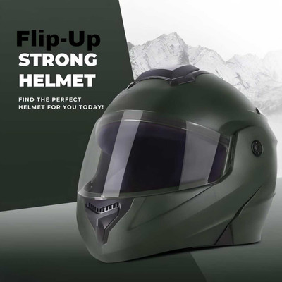 Agx Flipup ABS Material with Polycarbonate Visor Motorbike Helmet(Green)