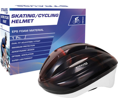 Strauss Lightweight Cycling Helmet| Ideal for Kids | White EPS| Elite- Junior|Skating & Cycling Helmet(Black & Red [Non- Adjustable] White EPS)