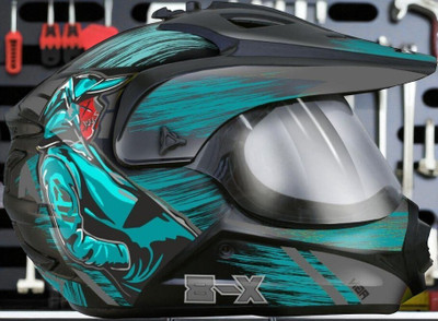 FOROLY X8 Cyber Graphics Motocross Motorbike Helmet (NN-1) Motorsports Helmet(Blue)