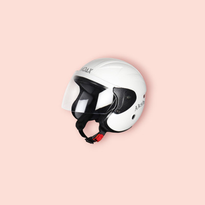 NOAX SAFETY HELMET FOR ONROAD RIDDING SOLID MATERIAL-TWO WHEELER(SLFK-AT-1267 Motorbike Helmet(White)