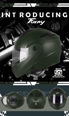 fuery Flip-up Plain Visor Blue Helmet Z065 Motorsports Helmet(Green)