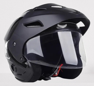 Lxt Black_Nano_Half_face_Helmet_with ISI Certified_BK_18 Motorbike Helmet(Black)