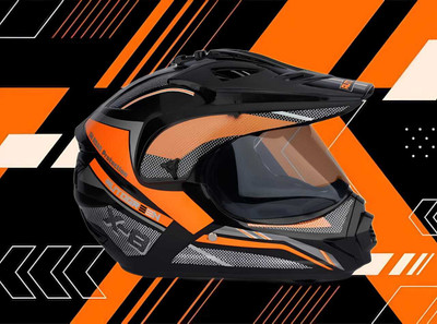 Agx Autogreen X8 ABS Material with Polycarbonate Visor Motorbike Helmet(Orange)