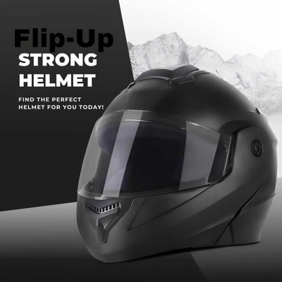 Agx Flipup ABS Material with Polycarbonate Visor Motorbike Helmet(Black)
