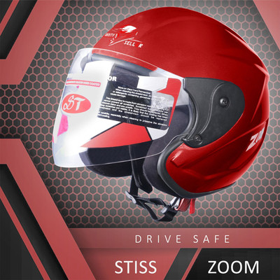 stiss naino red Motorbike Helmet(Red)