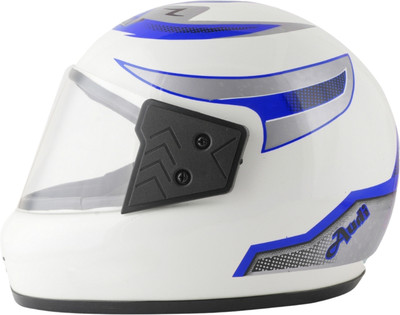 Sage Square Audi Kimi Full Face Helmet | ISI Certified | Clear Visor | Extra Comfort & Style Motorbike Helmet(White Glossy - Blue)