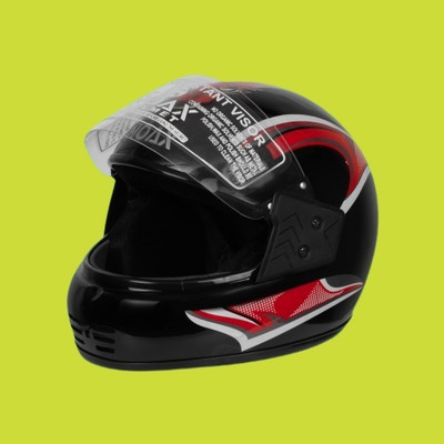 NOAX NOX GATI Red sticker Matt Motorbike Helmet(Black matt, RED sticker)