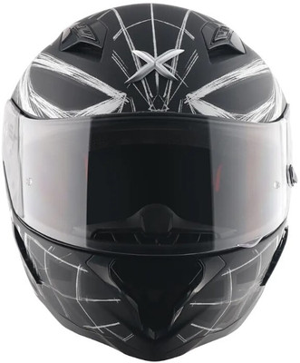 Axor Hunter Marvel Spiderman Motorbike Helmet(Dull Black Silver)