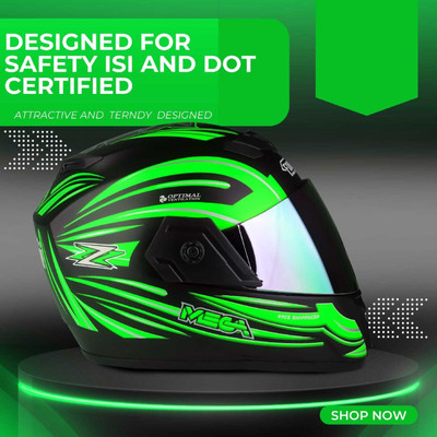 FOROLY Mega with Rainbow Visor ABS Material Motorbike Helmet(Green)