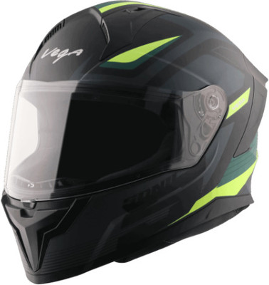 VEGA Sonic Trigger isi & Dot Certified Full Face Sports Large Motorbike Helmet(Dull Black Neon Yellow)