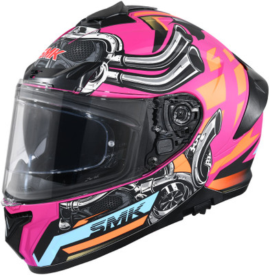 SMK Typhoon Motorbike Helmet(Pink and Orange)