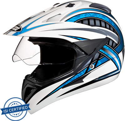 STUDDS Motocross D2 with Visor Motorbike Helmet(White)