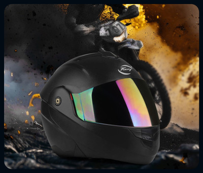 fuery Rainbow flipup Black helmet for boys & girls RFU-22_New Motorsports Helmet(Black)