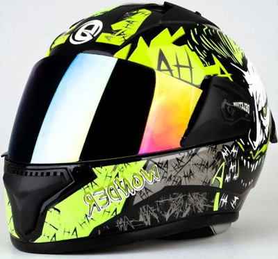 TRINOS Wonder Joker with Rainbow Visor ABS Material (KK-1) Motorbike Helmet(Green)