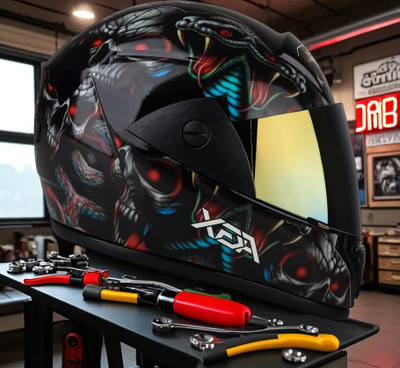 deletion Rado Snake with Anti UV Rainbow Visor, ABS Material, Unisex (OO-1) Motorbike Helmet(Multicolor)
