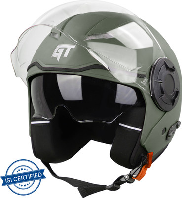Steelbird GT ISI Certified Open Face for Men & Women with Inner Sun Shield Motorbike Helmet(Dashing Battle Green)