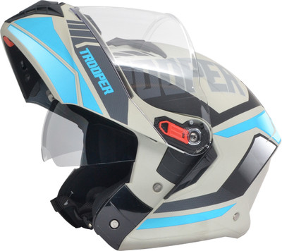 STUDDS Trooper D1 Flip-up Full Face with Dual Visor Motorbike Helmet(Matt Grey N1)