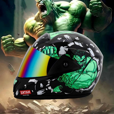 FOROLY Hulk Rado with Rainbow Visor ABS Material (Q-1) Motorbike Helmet(Black)